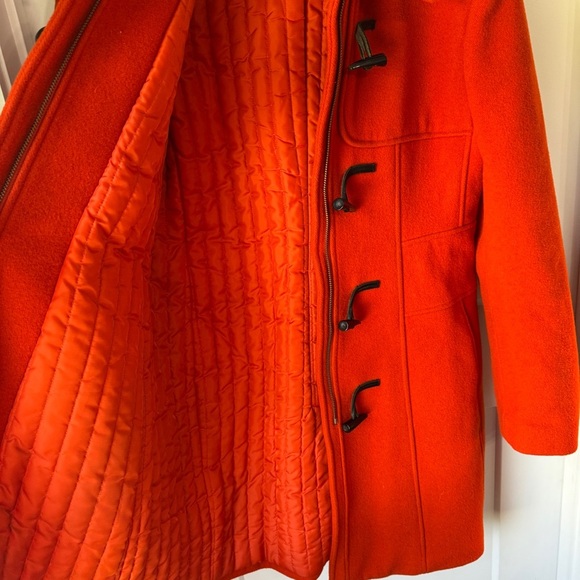 Banana Republic Women's Orange Wool Toggle Zip Coat Size Med Winter Cozy Jacket - Picture 7 of 11